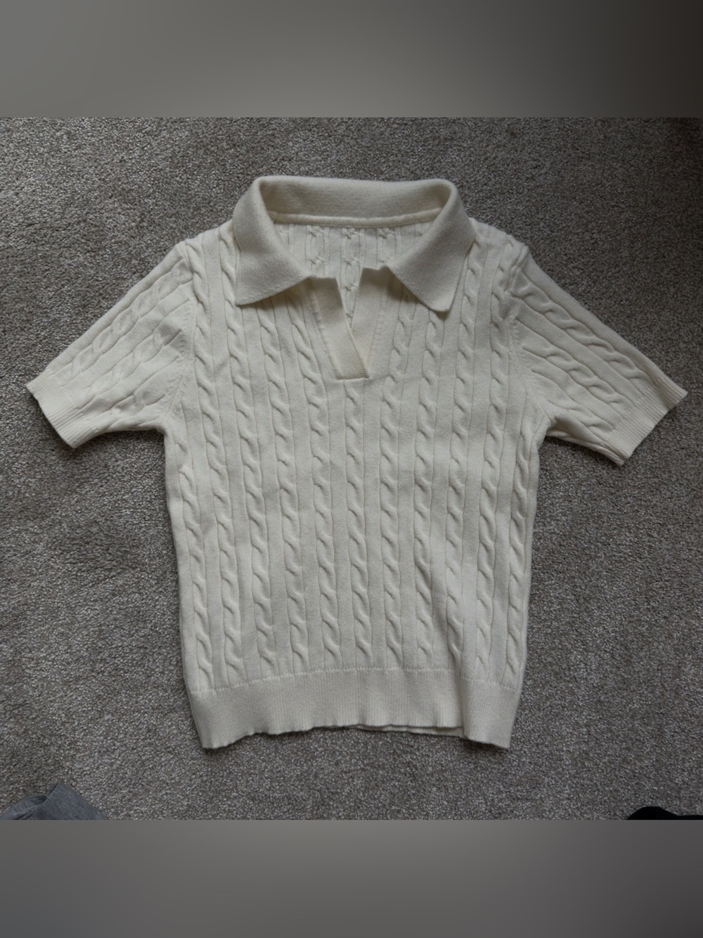 Cable Knit Polo Sweater in Cream - Women